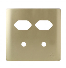 Placa p/ 2 Tomadas + 2 Furos 4x4 - Novara Dourado